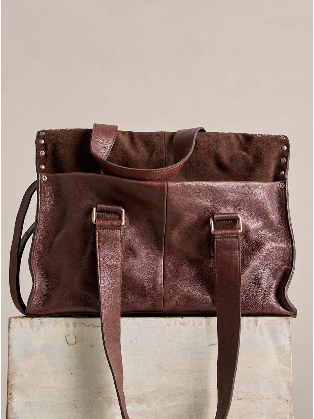 We The Free Espresso  Studded Leather Tote - Picture 4 of 11
